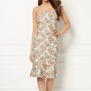 Eva Mendez Strapless Ivy Jacquard Flounce Dress Size 16